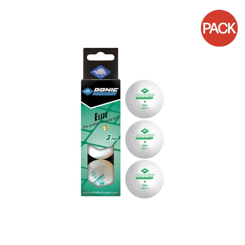 Donic-Schildkroet 1-Star Table Tennis Balls (Pack of 3) - White/Green - One Size