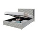 image 1 of 4ft6 Double Storage Bed Frame With Winged Headboard In Light Grey