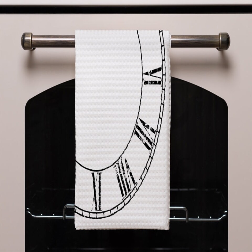 image 1 of Roman Numeral Clock (Kitchen Towel)