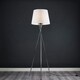 image 2 of ValueLights Camden Chrome Tripod Floor Lamp White Taper Shade & Bulb | White