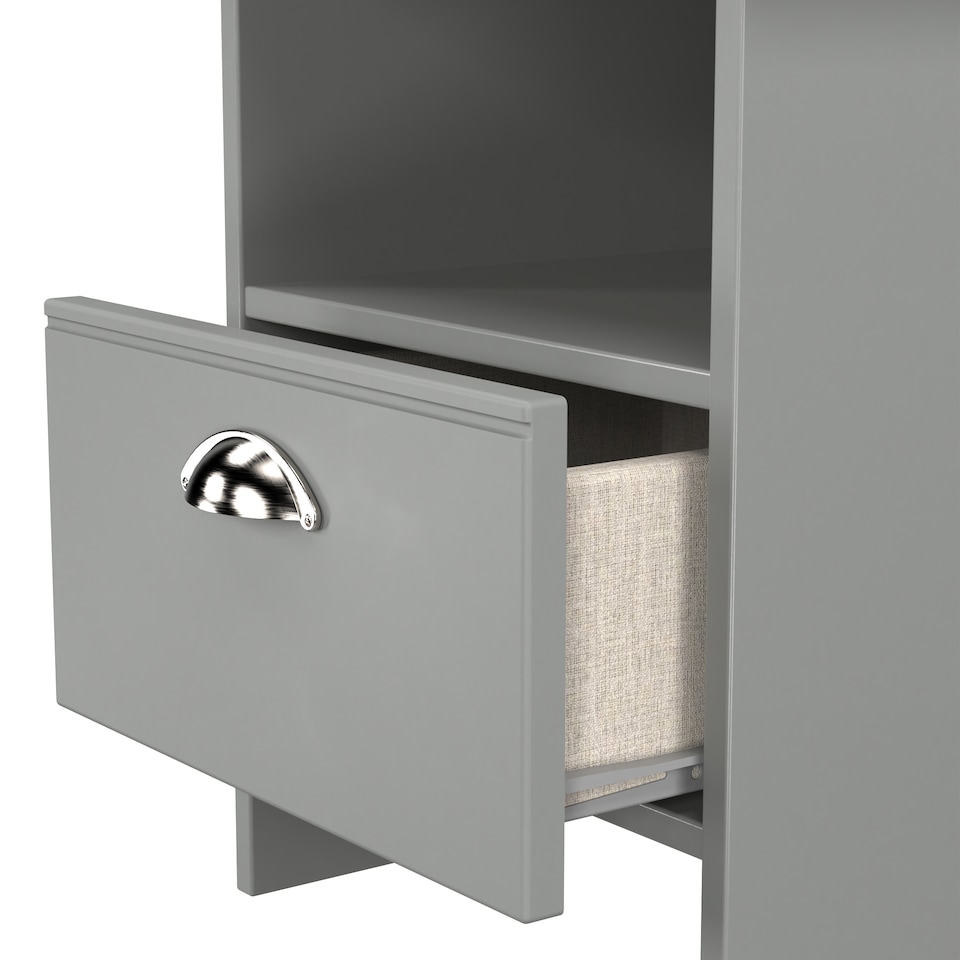 image 1 of Albert Bottom Drawer Lamp Table in Dusk Grey & Riviera Oak (Ready Assembled) | Grey | Dusk Grey & Riviera Oak