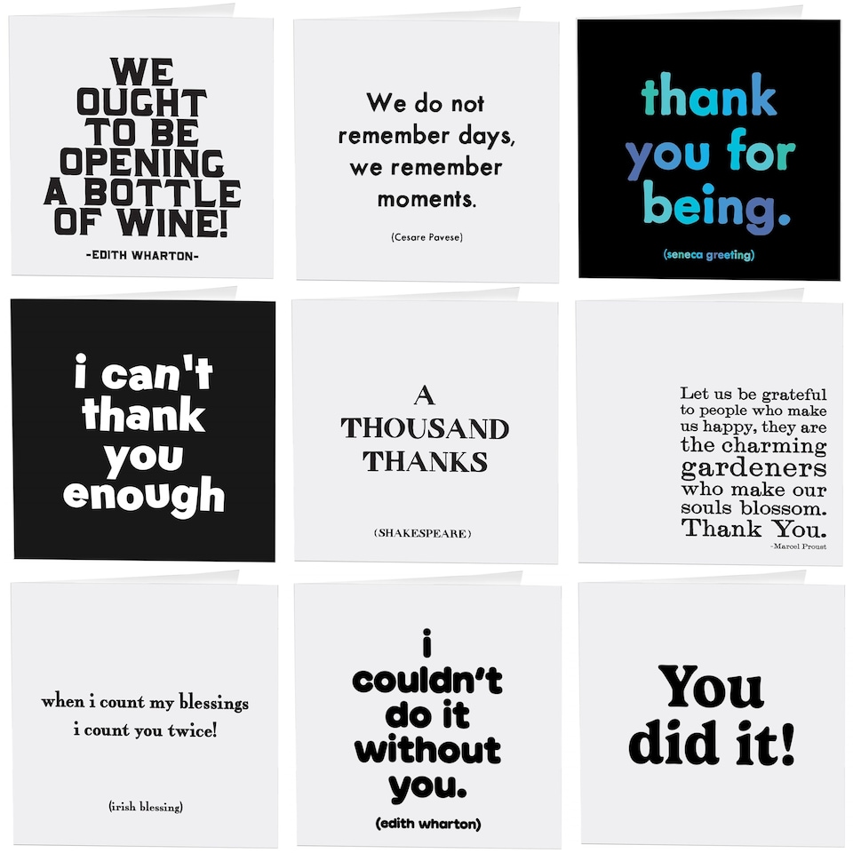 image 1 of Quotable Thank You Greetings Cards 9 Multipack Assorted