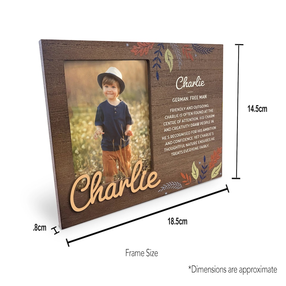 image 1 of History & Heraldry Pre-Personalised Kids Wooden Picture Frame - Leo