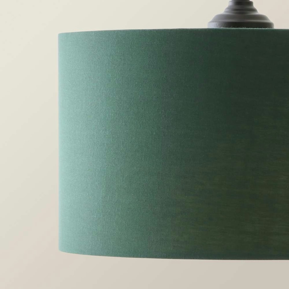 image 1 of ValueLights Shaw Matte Black 3 Drop Bar Green Fabric Shades | Black