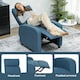 image 5 of HOMCOM Linen Fabric Reclining Chair with Padded Seat, Blue Blue