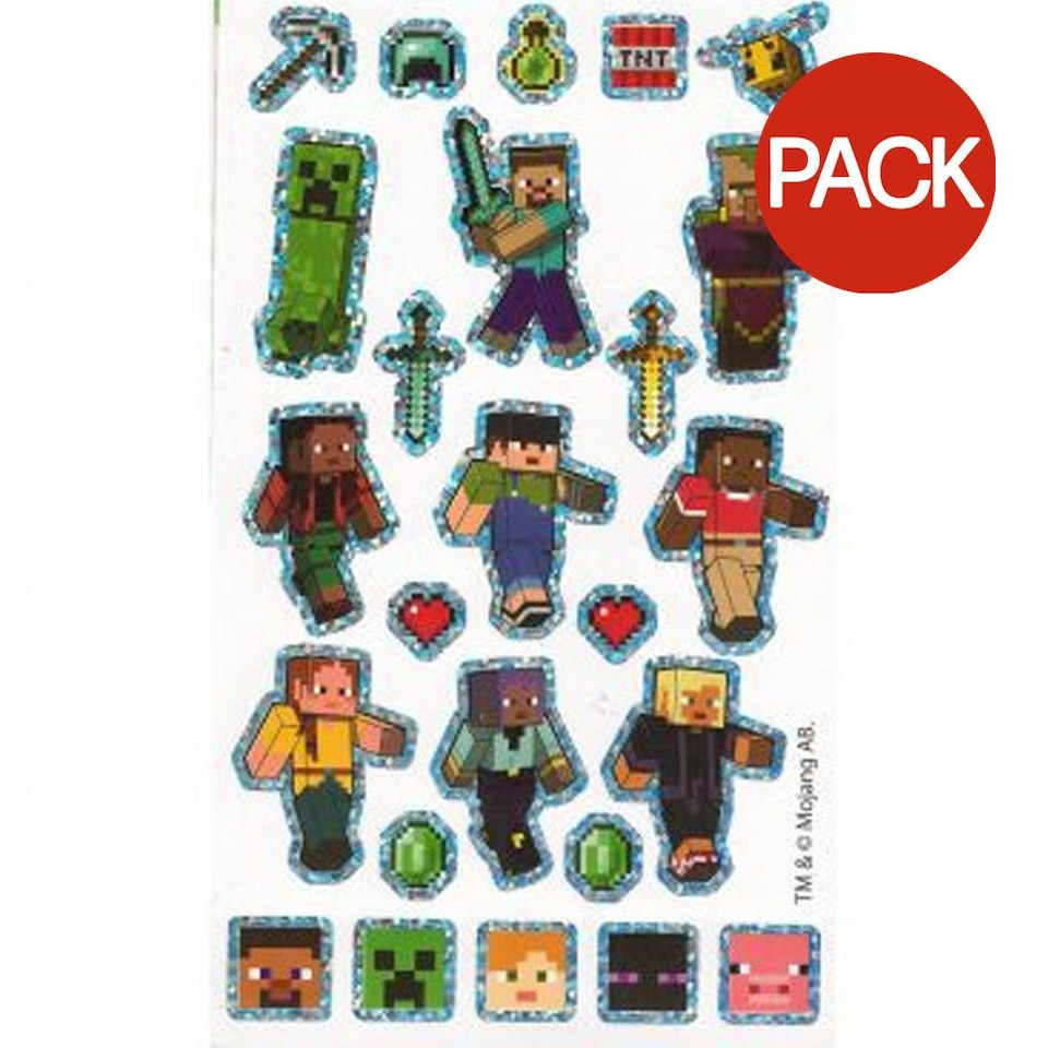 image 1 of Minecraft Reusable Characters Stickers (Pack of 25) - Multicoloured - One Size