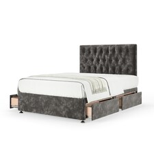 Signature Platinum 2000 Pocket Sprung Charcoal Chenille 4 Drawer Divan Set And Lona Headboard King Size