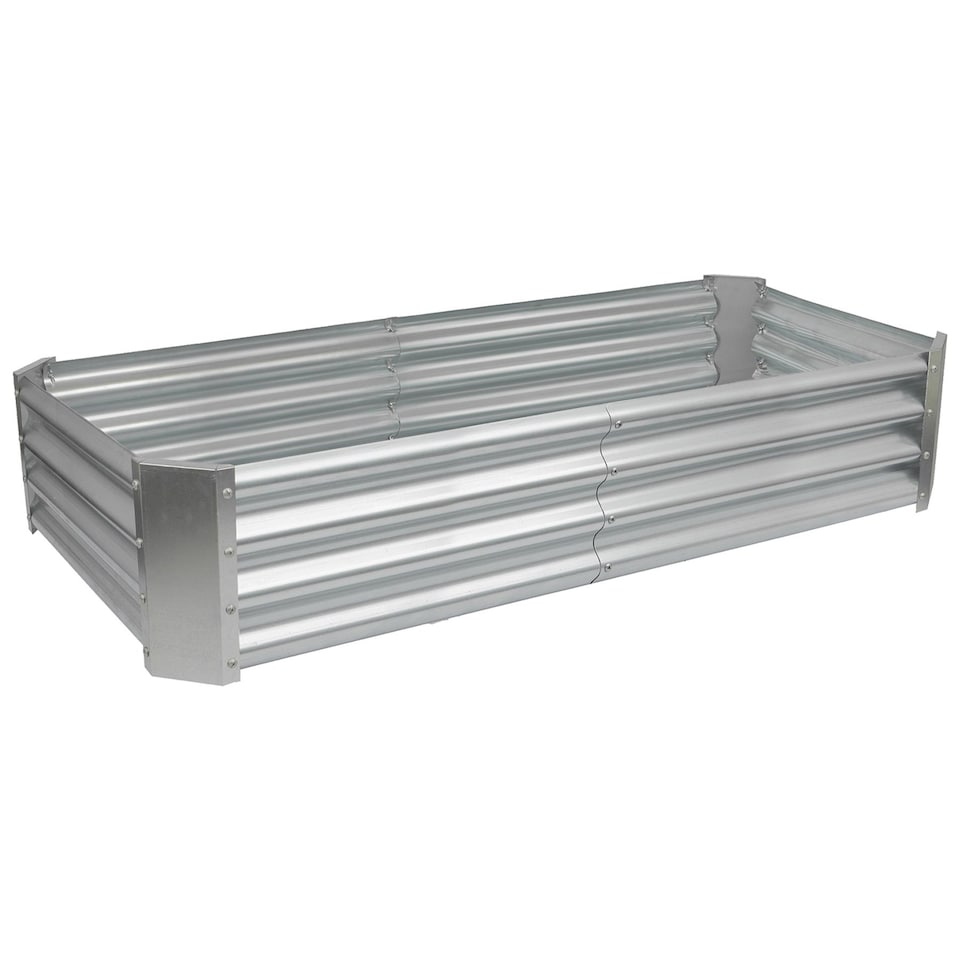 image 1 of Harbour Housewares Raised Garden Bed - Silver Rectangular Bottomless Metal Raised Galvanised Steel Planter Box 180 x 90cm