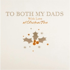 Christmas Studio Card for 'Both My Dads' Embossed Silver and Copper Foil Design