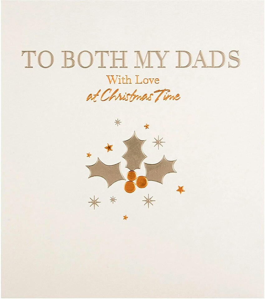 image 1 of Christmas Studio Card for 'Both My Dads' Embossed Silver and Copper Foil Design