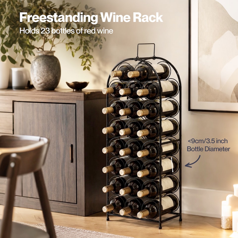 image 1 of Levede Wine Rack 23 Bottles Freestanding Storage Organiser Stand Home Black