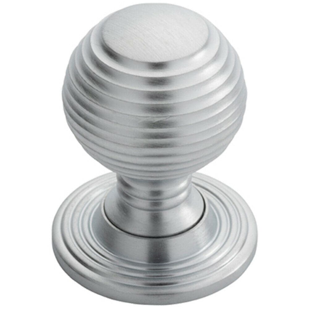 Loops Textured Reeded Ball Cupboard Door Knob 35mm Dia Satin Chrome Handle