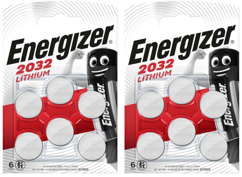 Energizer CR2032 Lithium Batteries - Pack of 12 (2 x 6 pack)