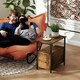 image 7 of HOMCOM Bedside Table with Charging Station for Living Room, Rustic Brown Brown