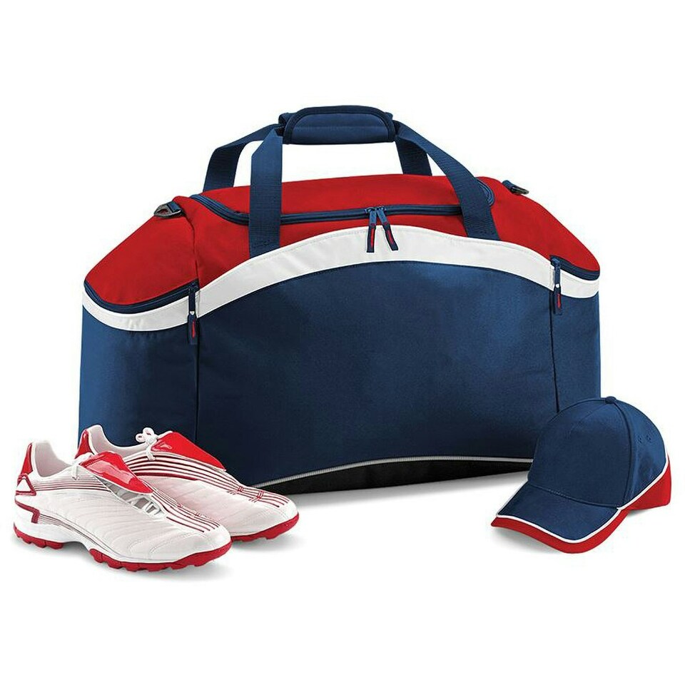 image 1 of BagBase Teamwear Sport Holdall / Duffle Bag (54 Litres) - French Navy/ Classic Red/ White - One Size