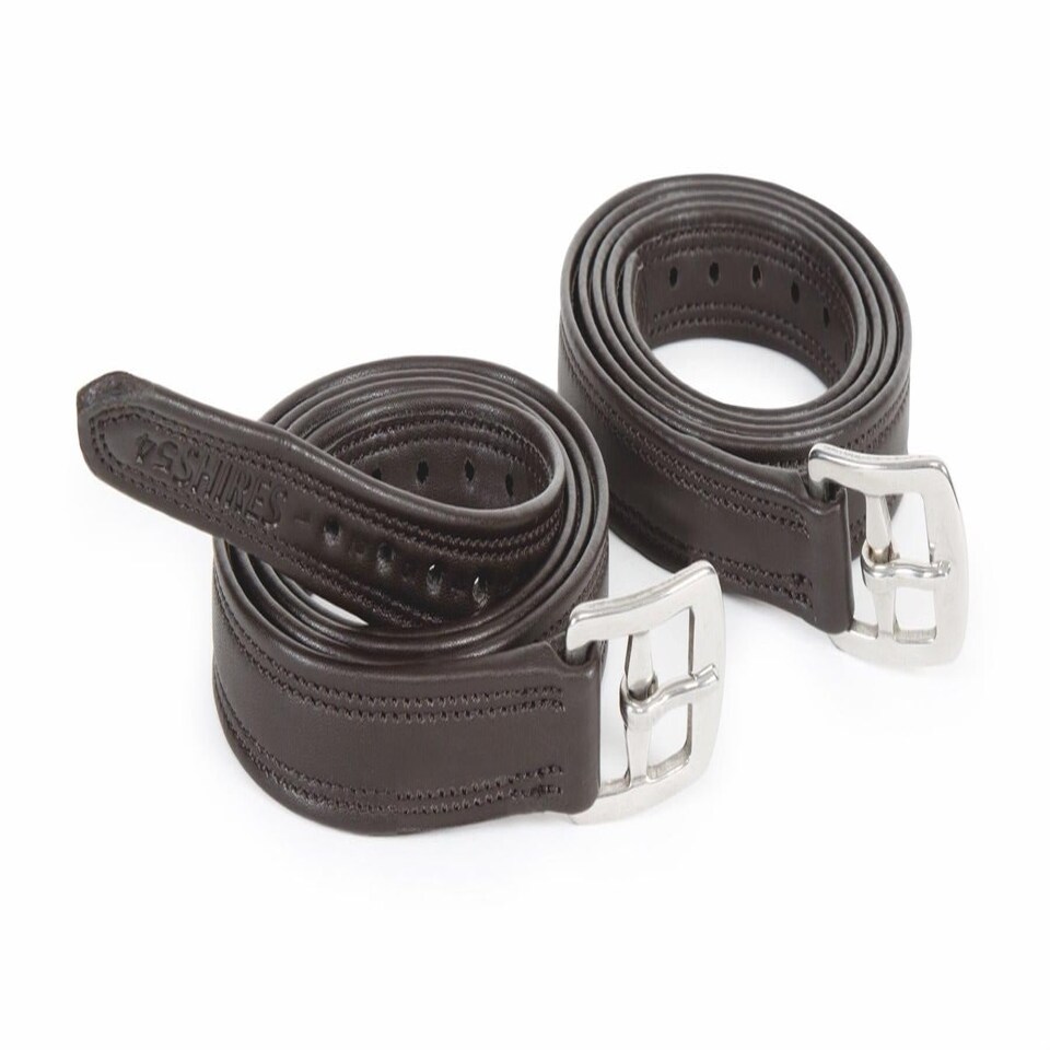 image 1 of Shires Easy Care Non Stretch Stirrup Leathers Brown | 61