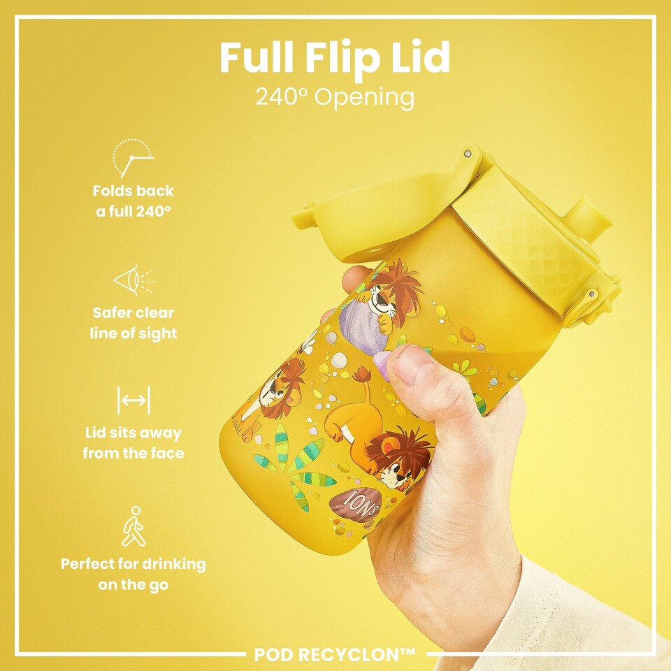 image 1 of Leak Proof Kids Water Bottle, BPA Free, 350ml (12oz) | Yellow | Baby Lions | One Size