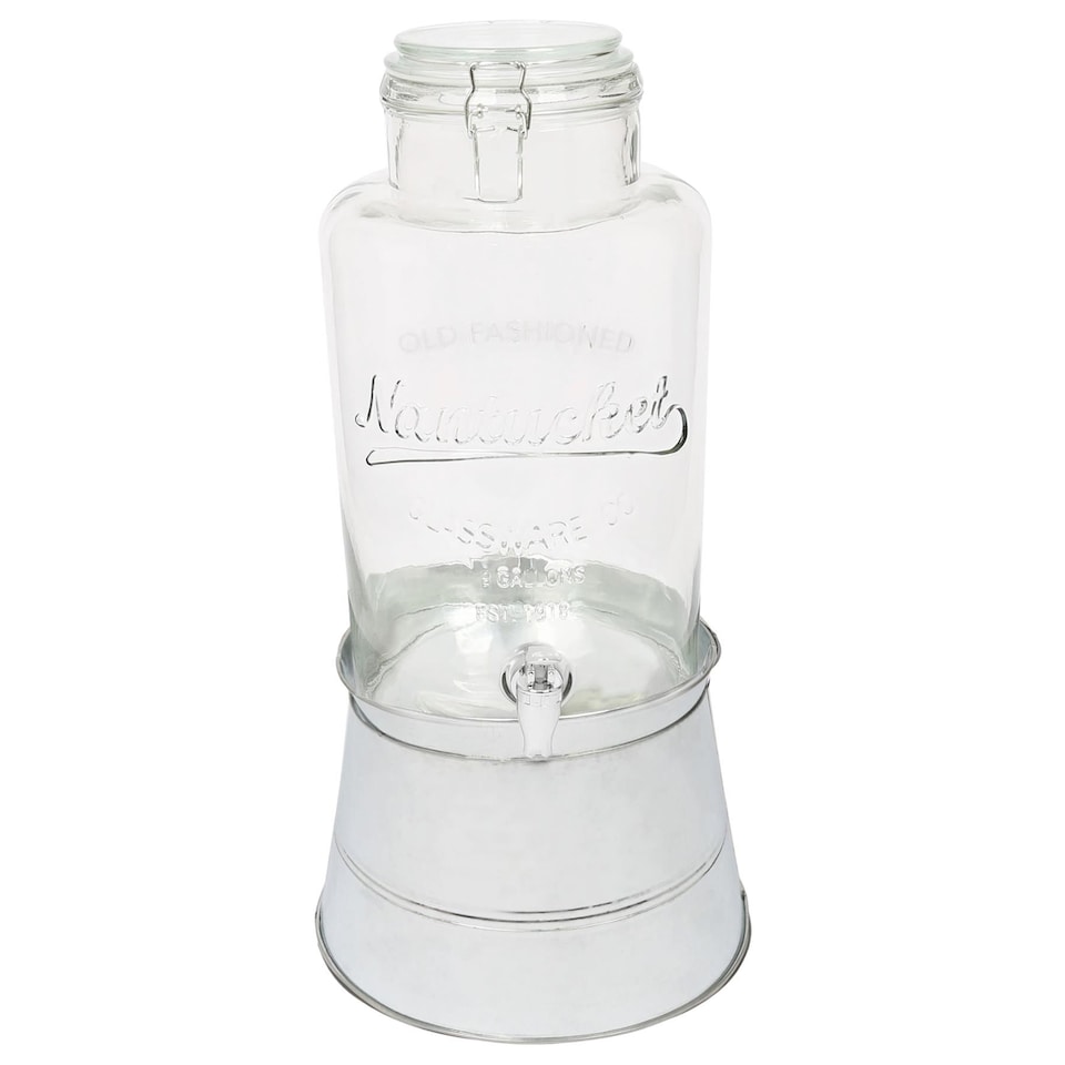 image 1 of Rink Drink Glass Drinks Dispenser with Tap & Silver Bucket Stand - 8.7L