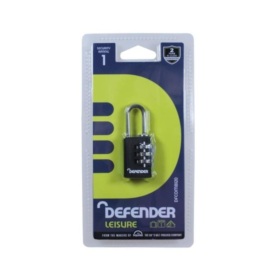Defenders Combination Padlock - Black - 20mm