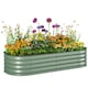 image 1 of Outsunny Galvanised Raised Garden Bed Planter Box with Safety Edging, Dark Grey