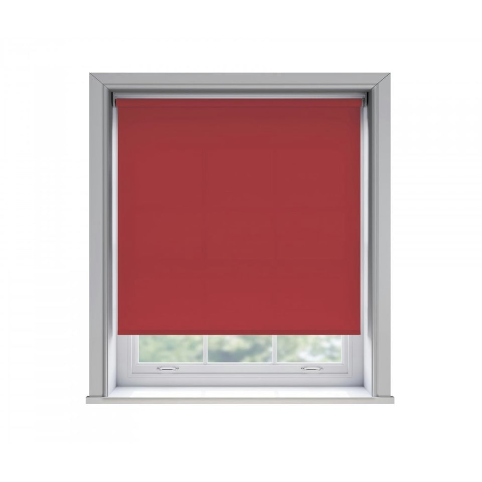 145cm No Drill Red Thermal Blackout Roller Blind (170cm Drop) Red