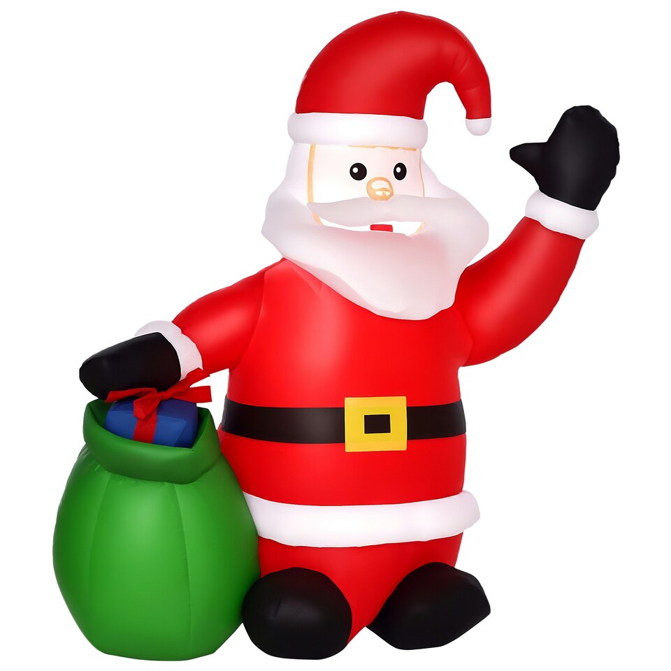 image 1 of HOMCOM 4ft Inflatable Christmas Santa Claus LED Lighted Yard Holiday for Lawn