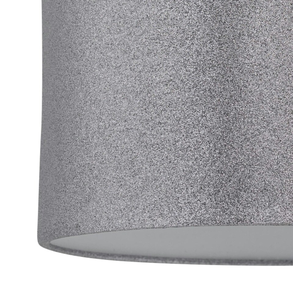 image 1 of First Choice Lighting Chrome Arched Table Lamp with Grey Glitter Shade Chrome | Grey