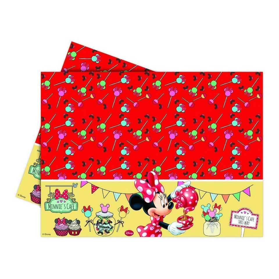 image 1 of Disney Plastic Cafe Minnie Mouse Party Table Cover - Multicoloured - One Size