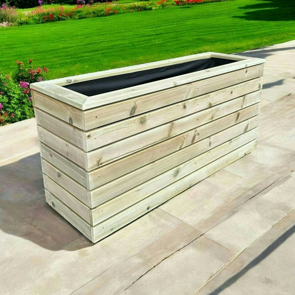 image 1 of London Garden Planter - Pressure Treated Wood - L150 x W40 x H40 cm Brown