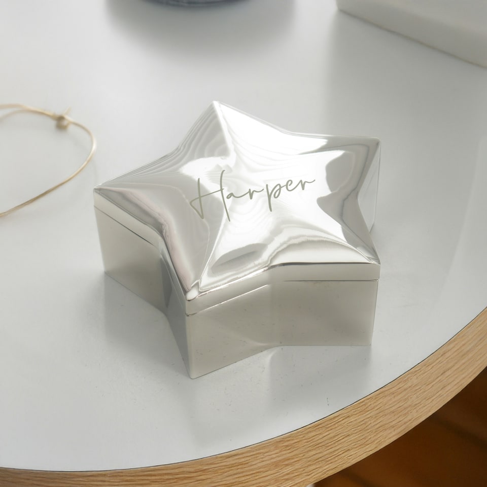 image 1 of Personalised Engraved Name Star Trinket Box
