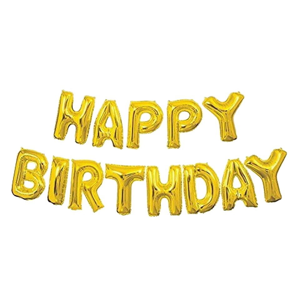 Unique Party Happy Birthday Foil Balloon Banner Kit 14ft - Gold - 14ft