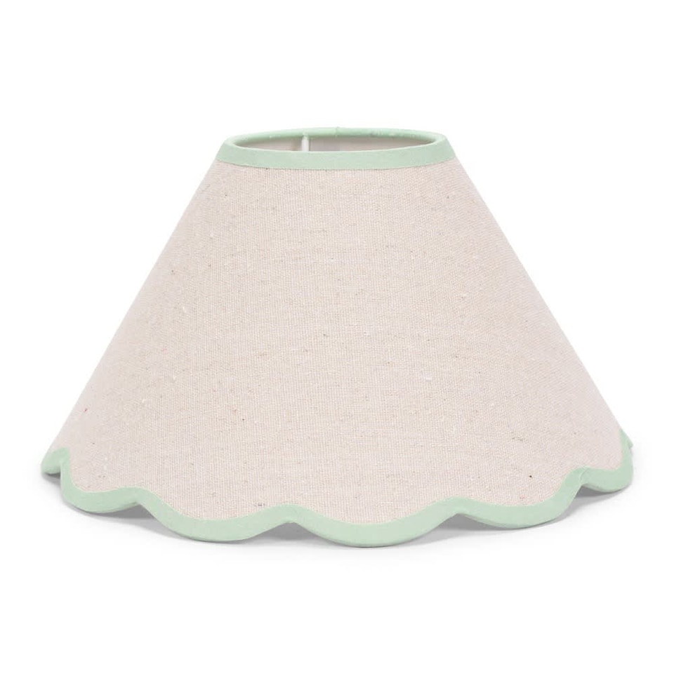 image 1 of ValueLights Florie Natural Small Taper Lamp Shade Scallop Green Trim & Bulb | Green