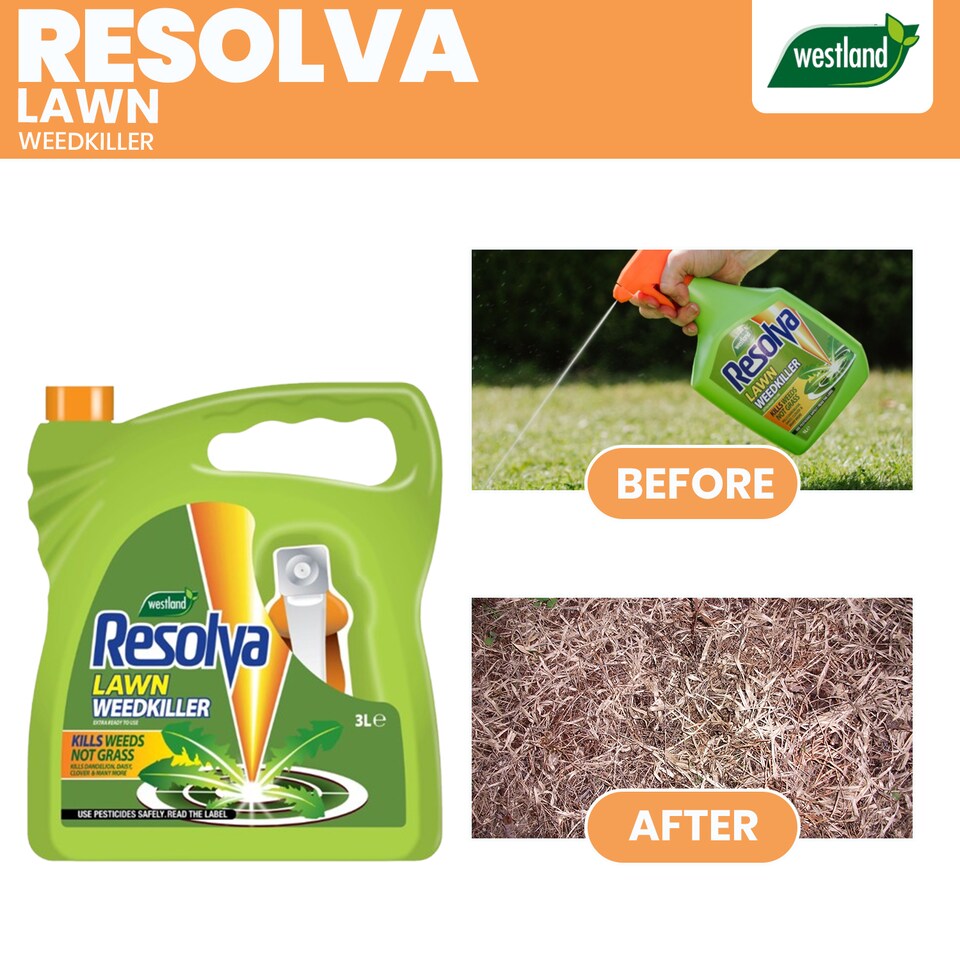image 1 of Resolva Lawn Weedkiller Extra Ready to Use 3L Broadleaf Weed Control Glyphosate Free | Yellow