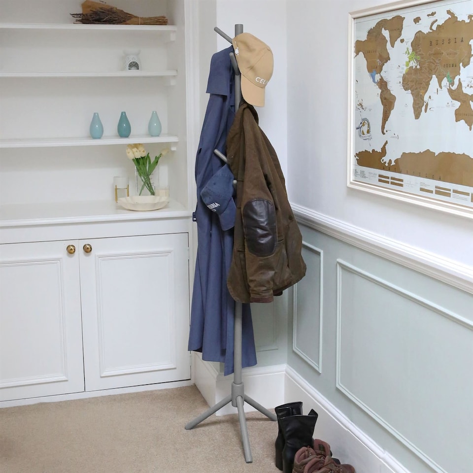 image 1 of Harbour Housewares Free-Standing Wooden Coat Rack - Grey | Grey | Grey | One Size