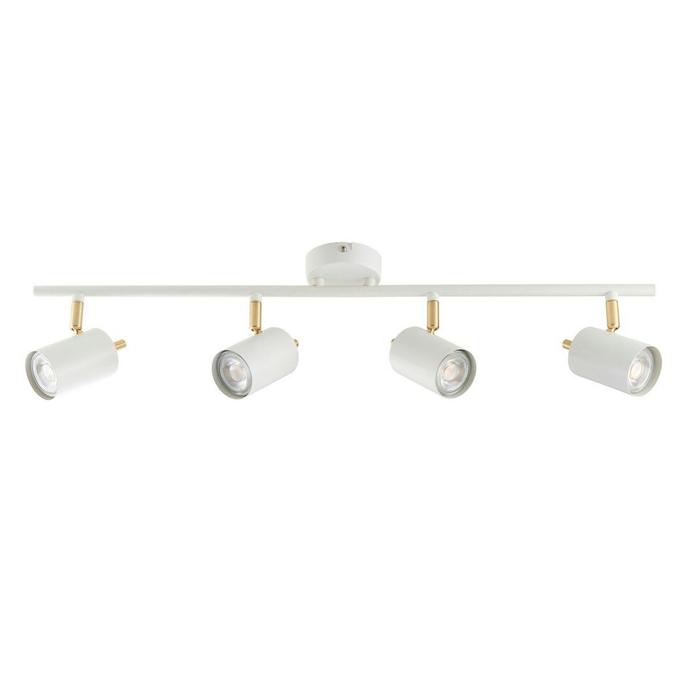 image 1 of Gull 4 Light Spotlight Matt White Paint, Satin Brushed Gold, GU10
