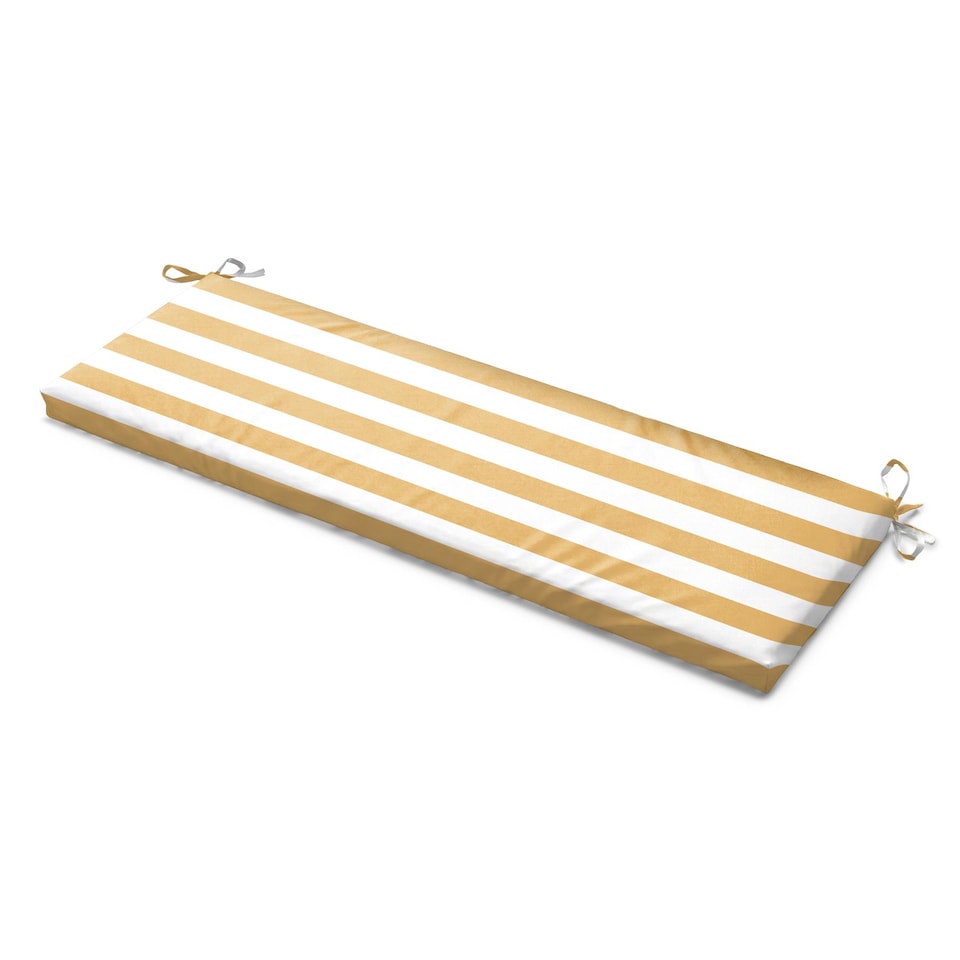 image 1 of Wide Striped Garden Bench Seat Pad Yellow