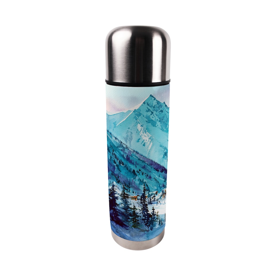 image 1 of Snowy Mountain Large Reusable Thermal Flask