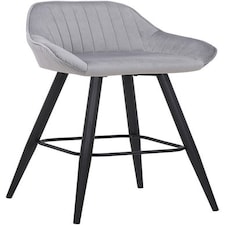 Vulune Bar Stool Matt Velvet Seat - Grey Grey