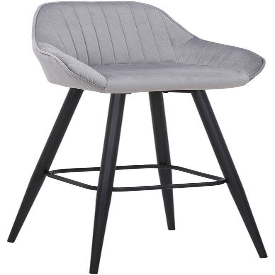Vulune Bar Stool Matt Velvet Seat - Grey Grey