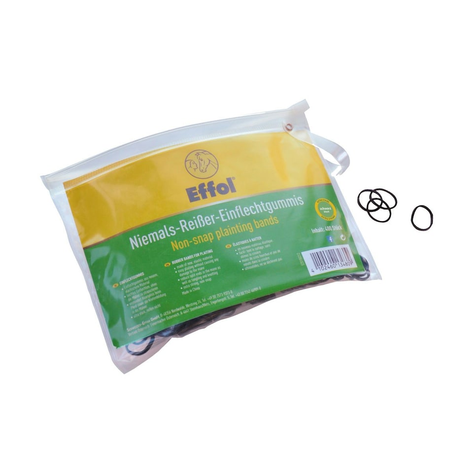 image 1 of Effol Childrens/Kids Slickerbands Non-Snap Plaiting Bands - Black - Regular