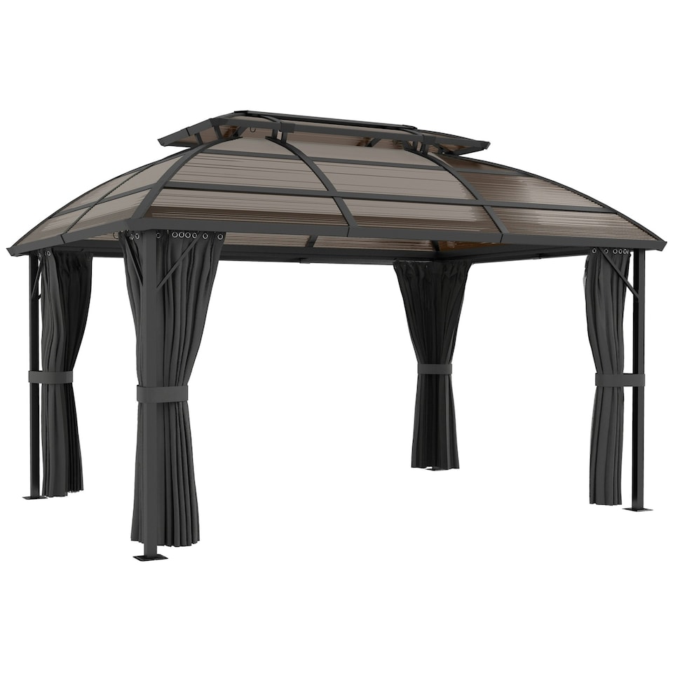 image 1 of Outsunny 4 x 3(m) Polycarbonate Gazebo for Lawn, Yard, Patio, Deck, Black