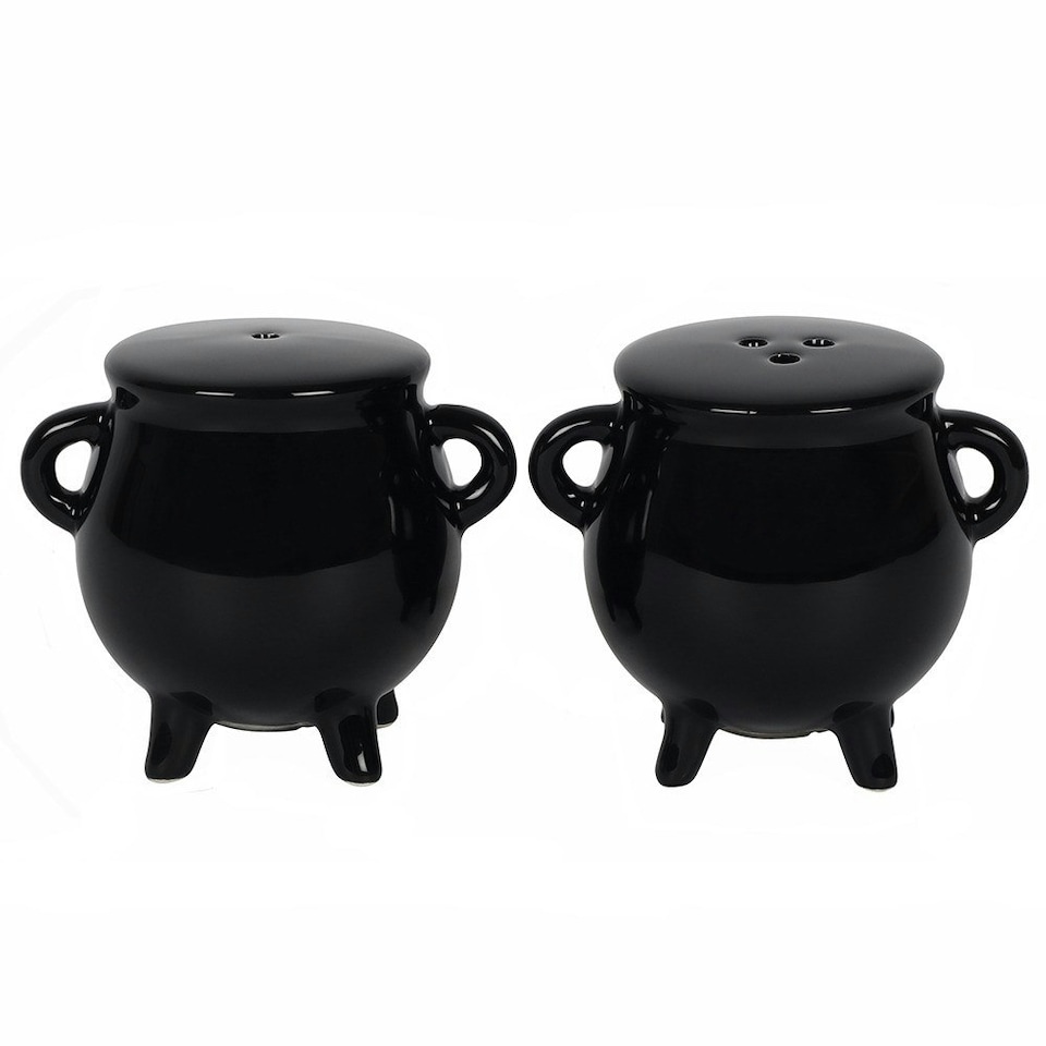 image 1 of Cauldron Salt & Pepper Shaker Set - Black