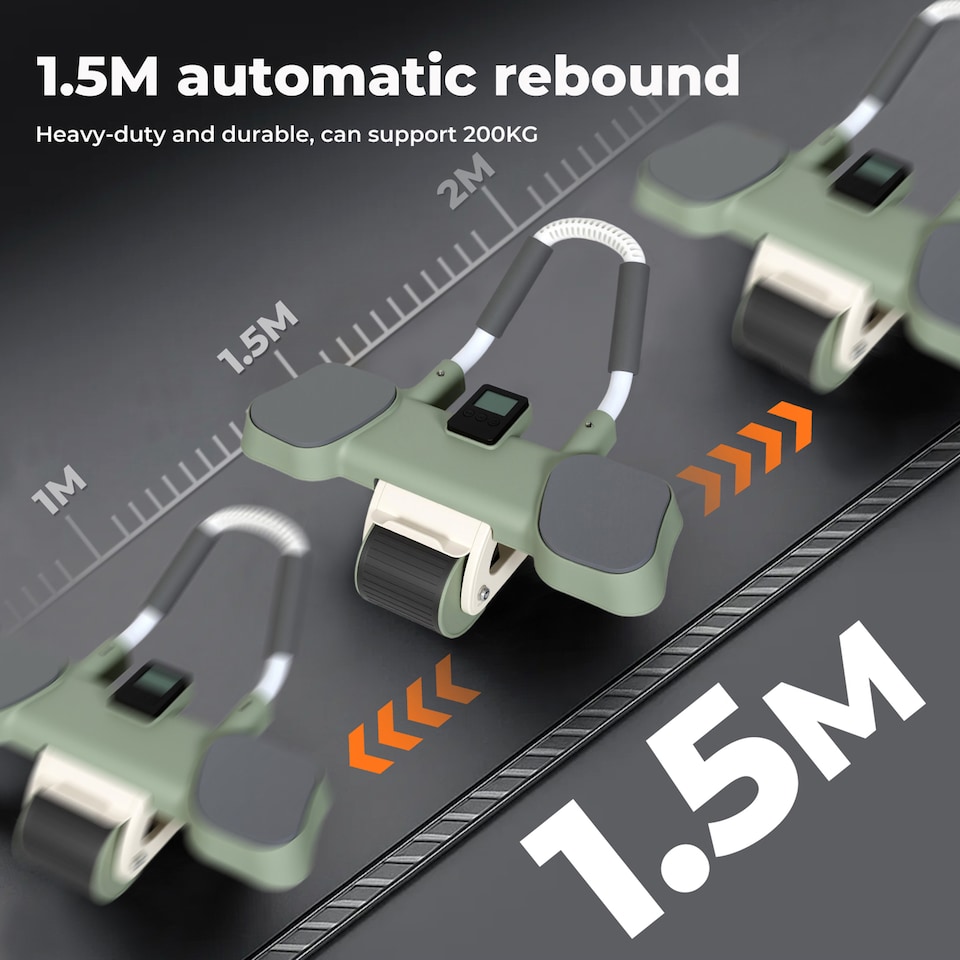 image 1 of Centra Ab Roller with Auto Rebound LCD Timer Elbow Knee Support Core Trainer