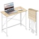 image 1 of HOMCOM Folding Desk on Wheels, Writing Table for Home Office, Natural | Yellow
