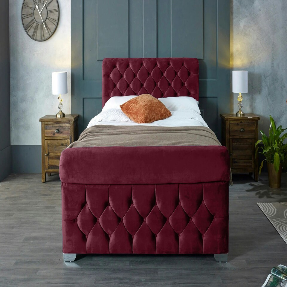 image 1 of Veneta Plush Maroon Super King Bed Frame - Maroon
