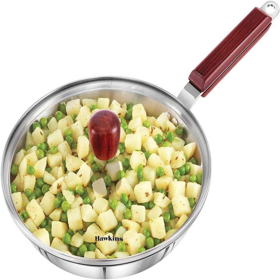image 1 of Hawkins Triply 3 mm Stainless Steel Frying Pan Glass with Lid