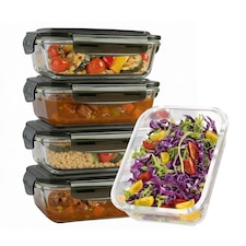 380ml Meal Prep Glass Containers with Airtight Lids Clip Lock Takeaway Containers Pack 5