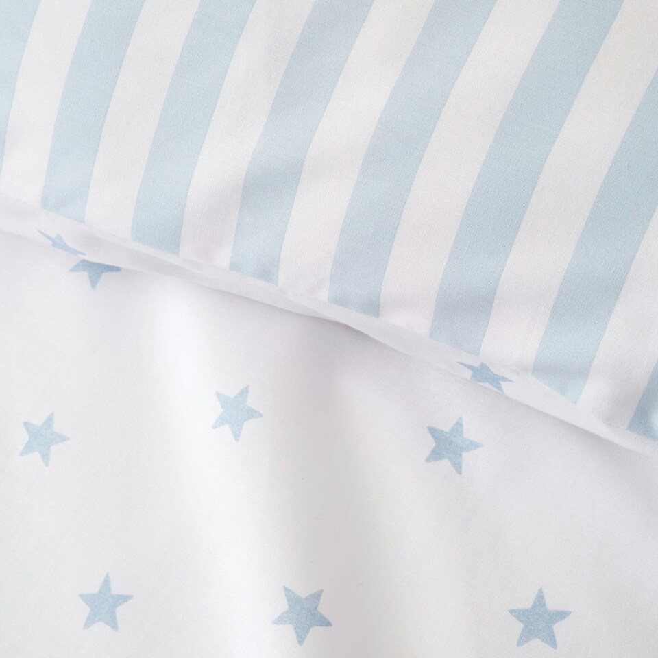 image 1 of Bianca Mini Star & Stripes Reversible Cotton Duvet Cover Set Blue | Blue | Single