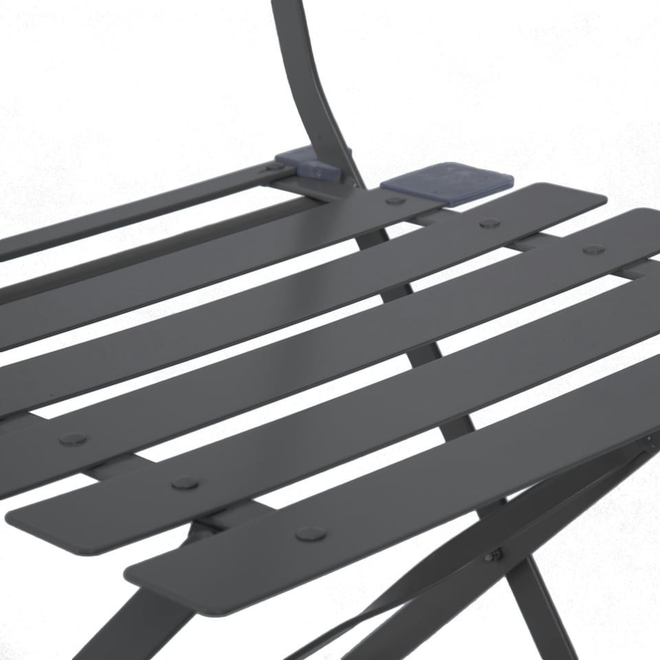 image 1 of Charles Bentley Folding Metal Bistro Set for Patio or Garden - Dark Grey