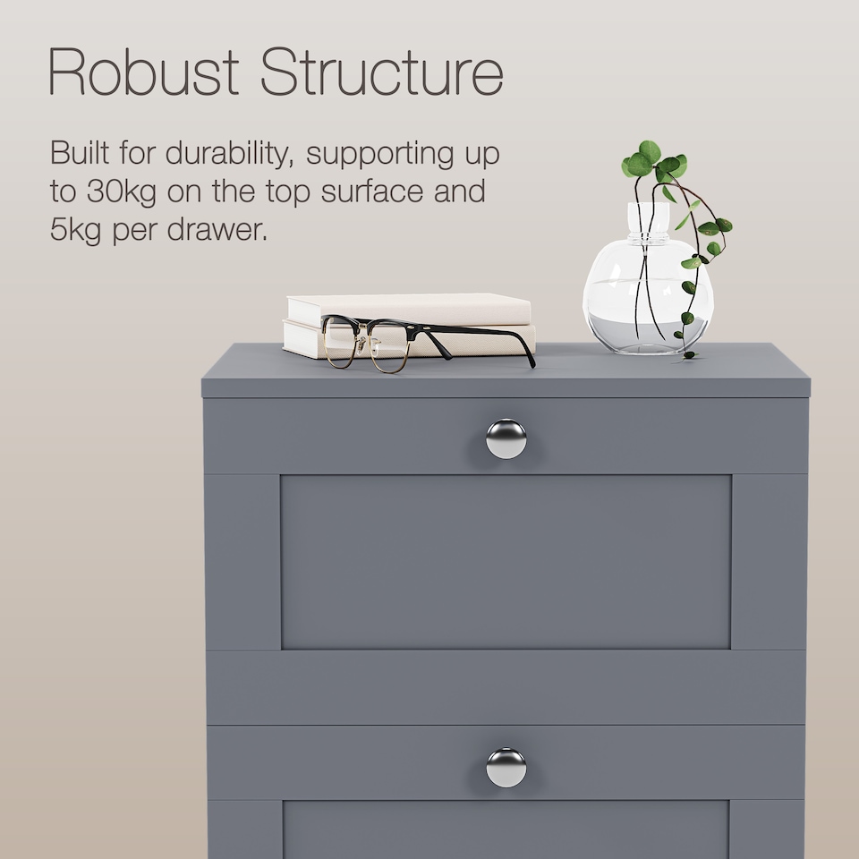 image 1 of Vida Designs Altino 3 Drawer Bedside Chest Set Of 2, Grey